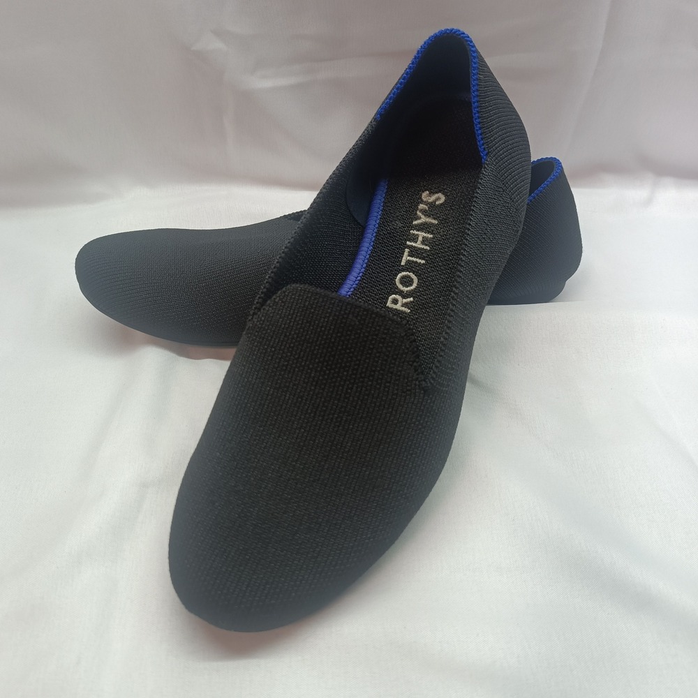 Rothy's The Loafer Black Solid Knit Round Toe Flats Shoes Womens 7.5 Preppy